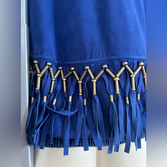 Vintage Gianni Versace 1990 Suede Leather Unisex Jacket With Beaded Fringe - Picture 6 of 17